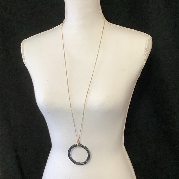 Druzy Circle Pendant Necklace - Picture 1 of 6